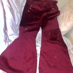 Modcloth Maroon Corduroy Bell Bottom Pants